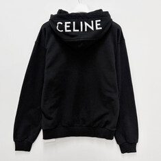 논현 더팩토리 26SS 셀린느 CELINE 스크린 로고 프린트 루즈 지퍼 후드 자켓 / 블랙 화이트 (2Y497670Q 38AW) 썸네일 1