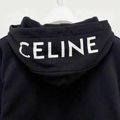 논현 더팩토리 26SS 셀린느 CELINE 스크린 로고 프린트 루즈 지퍼 후드 자켓 / 블랙 화이트 (2Y497670Q 38AW) 썸네일 5