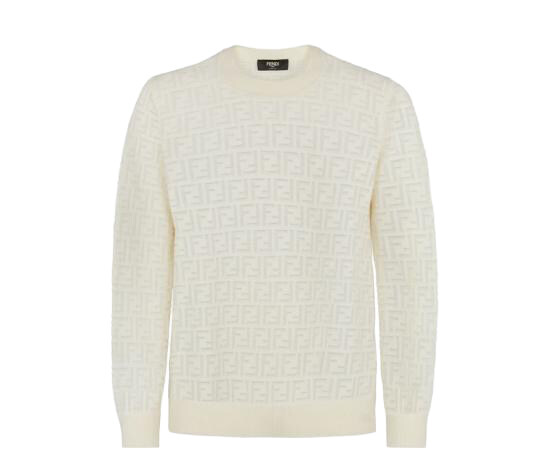 25FW 펜디   FF 울 오버 니트 스웨터 FZY063AAUQ F0KE0 WHITE BPG - Fendi