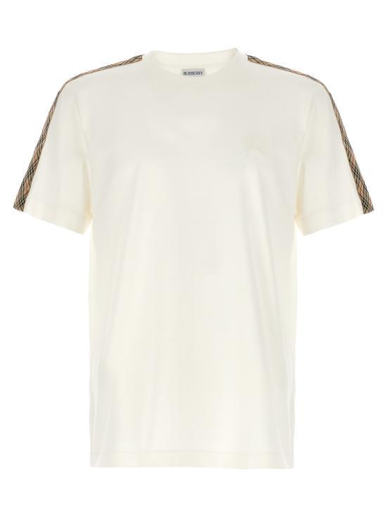 26SS 버버리 체크 트리밍 코튼 티셔츠 8106246 CHALK WHITE DOM - Burberry