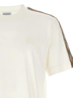 26SS 버버리 체크 트리밍 코튼 티셔츠 8106246 CHALK WHITE DOM 썸네일 3
