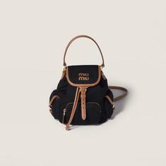 26SS 미우미우 캔버스 앤 레더 백팩 5BZ043 2IBQ F0RS5 BLACK BRANDY DOM 썸네일 1