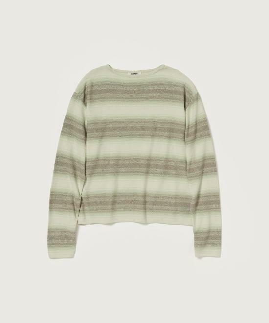 26SS 오라리 스웨터 A26SP02GB BLUE BEIGE STRIPE DOM - Auralee
