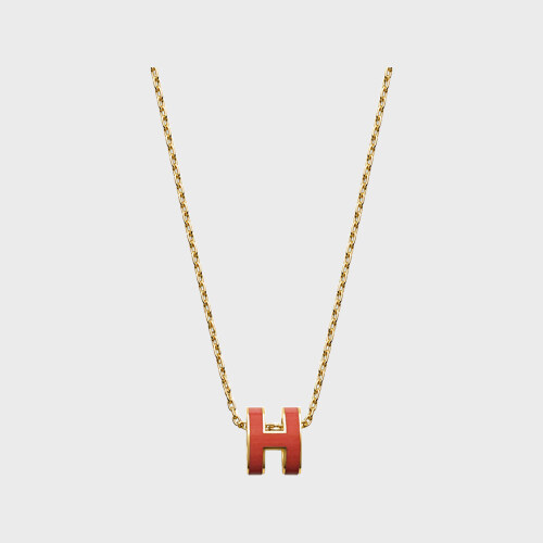 [에르메스] 미니 팝아슈 펜던트 골드 뉴카푸신 목걸이 H147992FG3 / TRN - Hermes