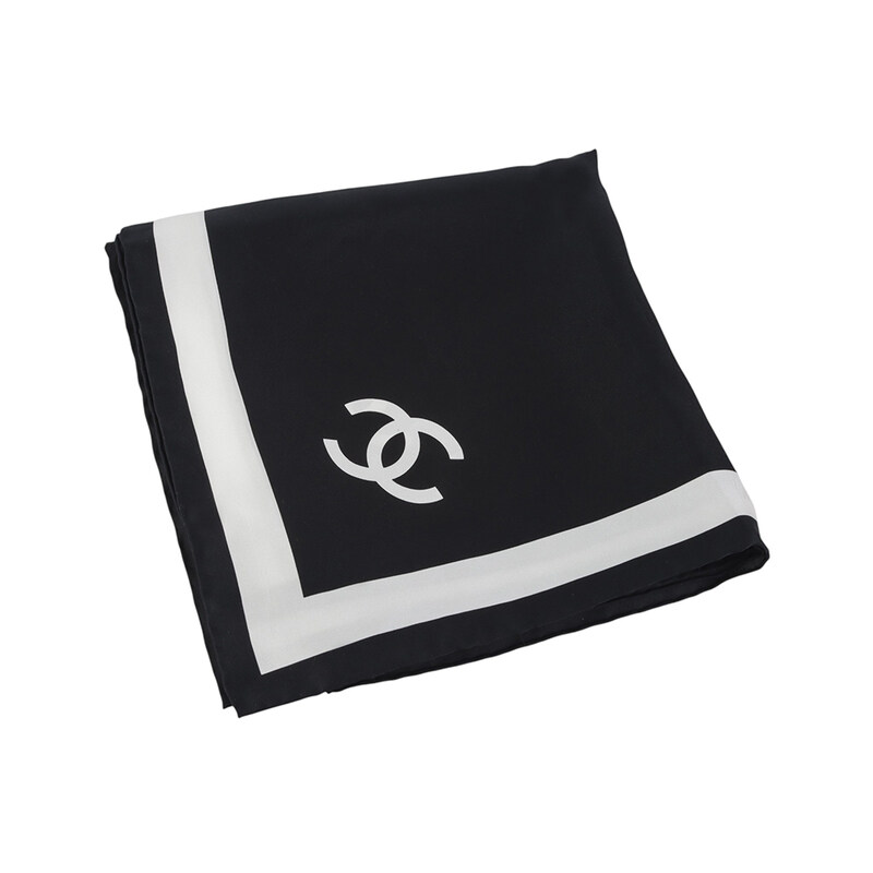 샤넬 AAB938 CC 실크 트윌 스퀘어 스카프 에크루 블랙 (26년해외영수증) 37067 - Chanel