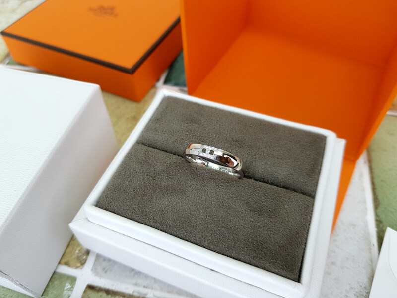 [미사용품]에르메스 화이트골드 다이아 에버 헤라클래스 반지 55호 - Hermes