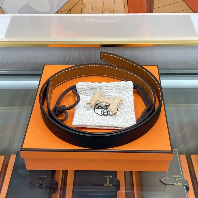 [더럭스] 에르메스 리버서블 여성 벨트 80 골드/블랙 H길로쉬핑크골드 24mm - Hermes