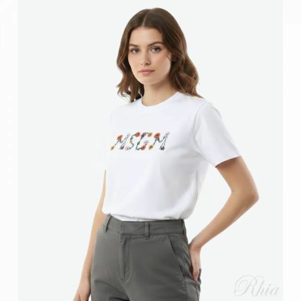 MSGM 26SS 플라워 로고 티셔츠 4041MDM124N 267002 01 - MSGM
