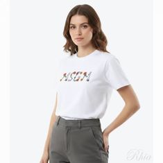 MSGM 26SS 플라워 로고 티셔츠 4041MDM124N 267002 01 썸네일 1
