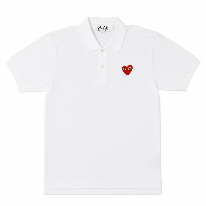 [럭스댓] 국내 플레이 꼼데가르송 AX T006 레드 하트 폴로 피케 반팔 - Comme des Garcons