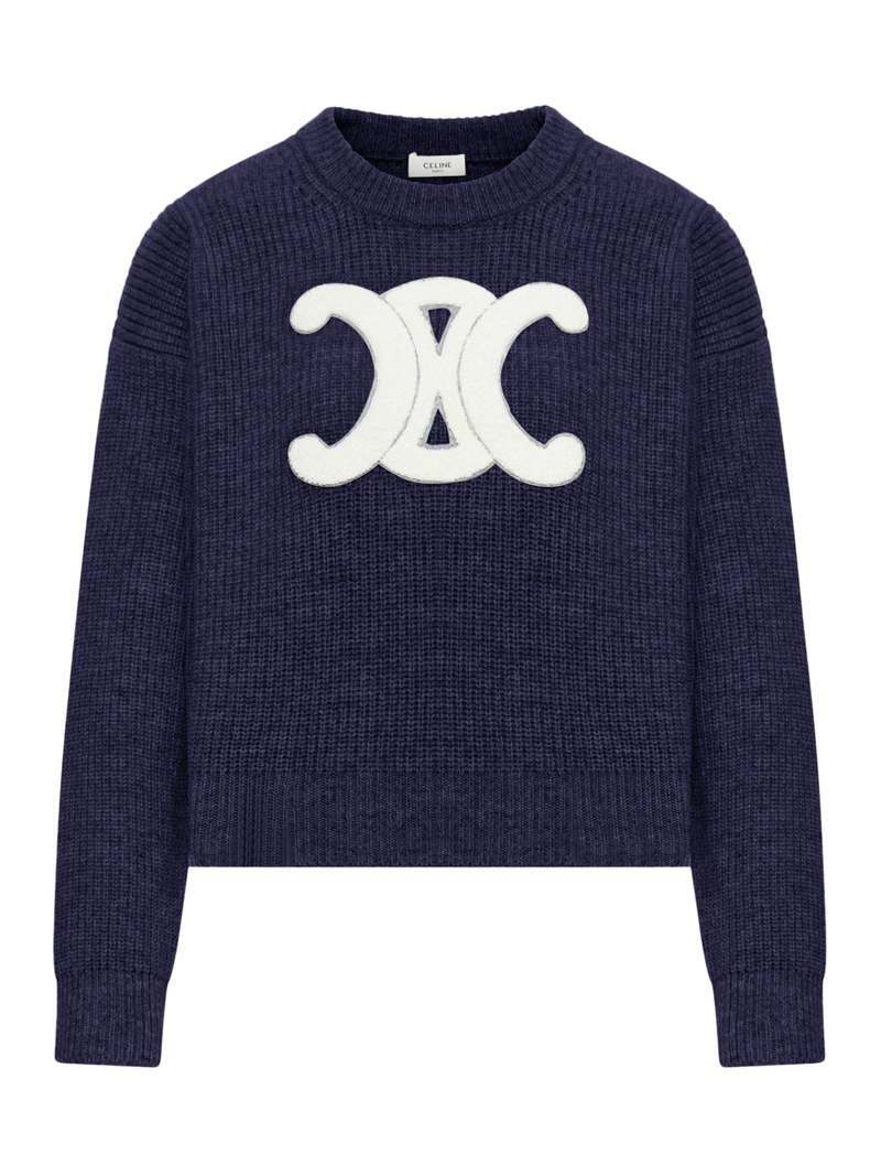 셀린느 25FW 여성 트리옹프 네이비 리브 울 니트 스웨터 RY0GS423P 07MR - Celine