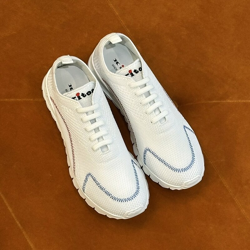 키톤 스니커즈 매쉬 투톤 스티치 런닝화 화이트 USSFITS N0136104004 - Kiton