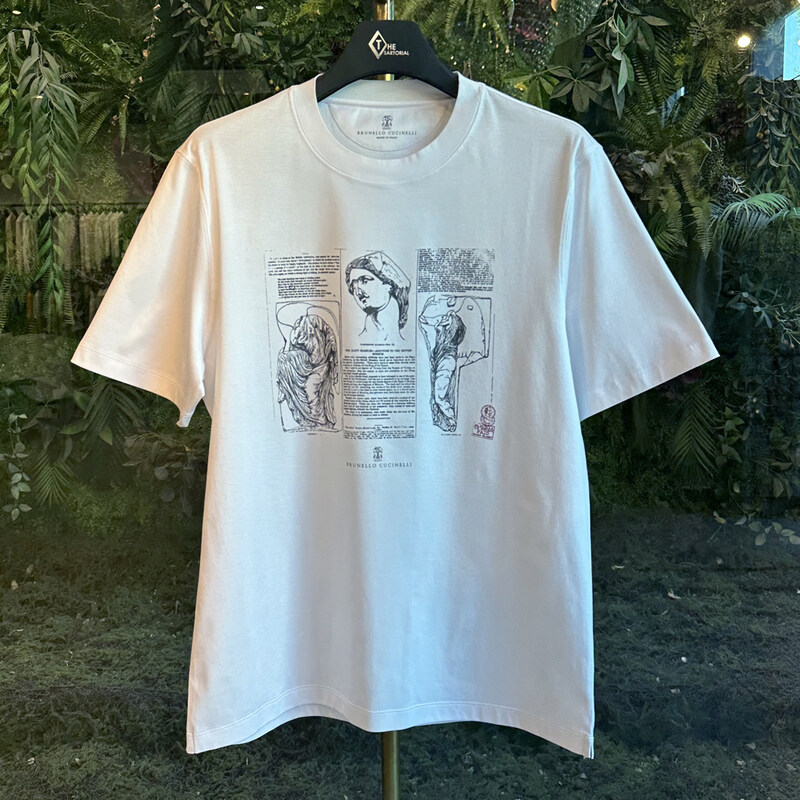 브루넬로쿠치넬리 반팔티 프린팅 화이트 M0B138517 CFC06 - Brunello Cucinelli