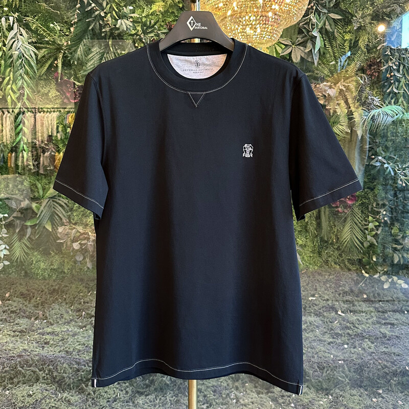 브루넬로쿠치넬리 반팔티 스티치 로고 블랙 M0B131328G CGG26 - Brunello Cucinelli