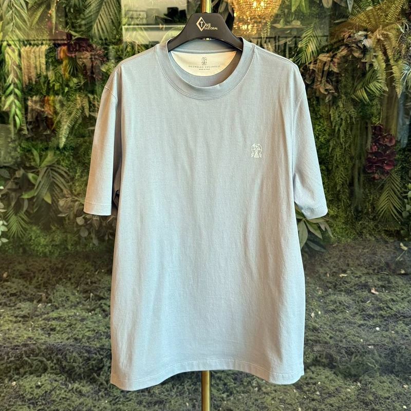 브루넬로쿠치넬리 반팔티 프린팅 로고 스카이 M0B138440 CKL13 - Brunello Cucinelli