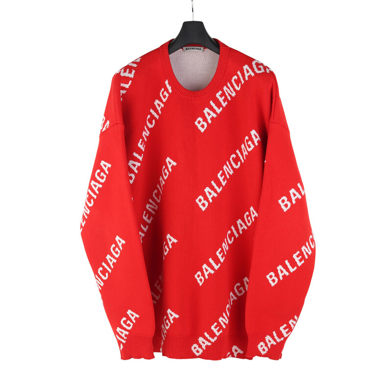 발렌시아가 625329 T3178 올오버 로고 오버핏 크루넥 니트 XL사이즈 37098-1 - Balenciaga