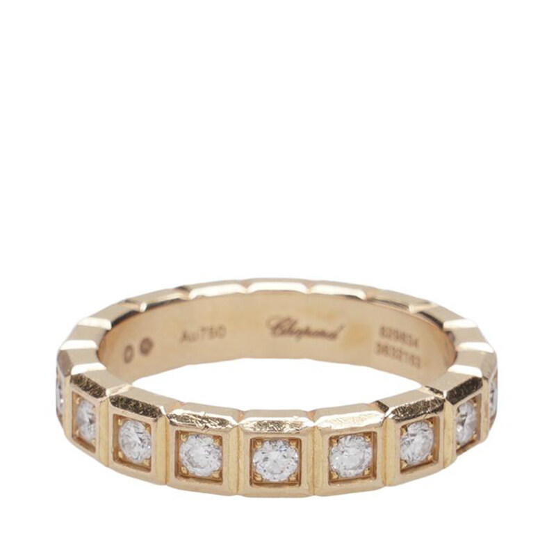 (13호) 로즈 골드 18K 하프 다이아 아이스 큐브 반지 - Chopard