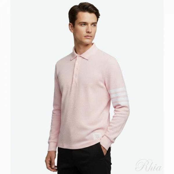 톰브라운 26SS 텍스처드 피케 4바 롱 슬리브 폴로 MJP234A J0248 680 - Thom Browne