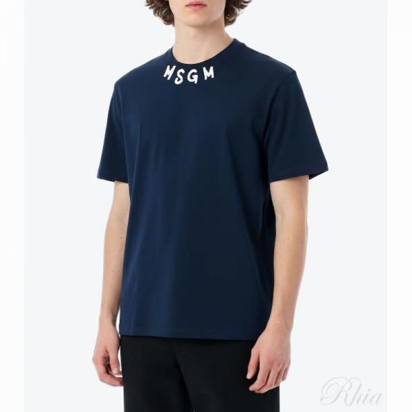 MSGM 브러쉬 스트로크 로고 반팔 티셔츠 3640MM118 247002 89 - MSGM