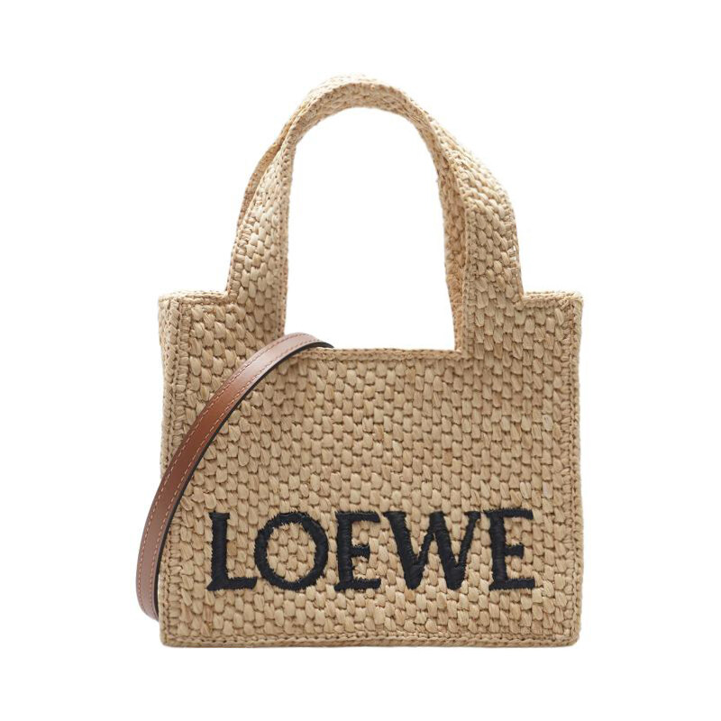 베이지 라피아 폰트 미니 토트백 - Loewe