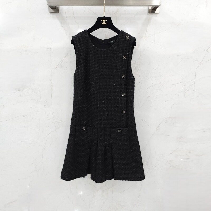 [럭스유] (새상품) 38 / 샤넬 25A 블랙 트위드 원피스 P79910 - Chanel