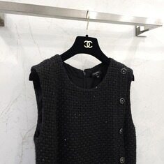 [럭스유] (새상품) 38 / 샤넬 25A 블랙 트위드 원피스 P79910 썸네일 2