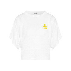 26SS KYANZAE 로고 린넨 티셔츠 화이트/옐로우 TS0313FA A1N09E WHYW 썸네일 1