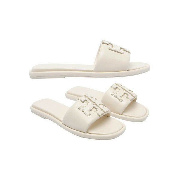26SS 더블 T 슬라이드 뮬 슬리퍼 라이트크림 79985 100 - Tory Burch