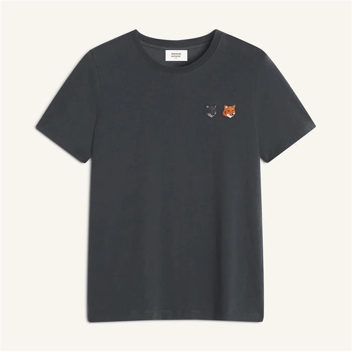 메종키츠네 OW011CFKJ7026 ANTHRACITE 더블폭스헤드 반팔티셔츠 - Maison Kitsune
