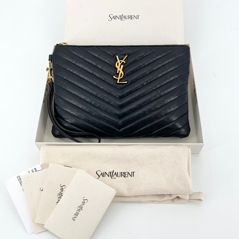 생로랑 모노그램 금장 클러치 스몰 379039 - Saint Laurent