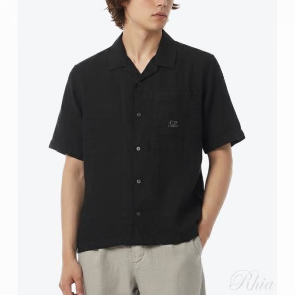 CP컴퍼니 26SS 쇼츠 슬리브 린넨 셔츠 20CMSH258A 110533G 999 반팔 리넨 - CP company