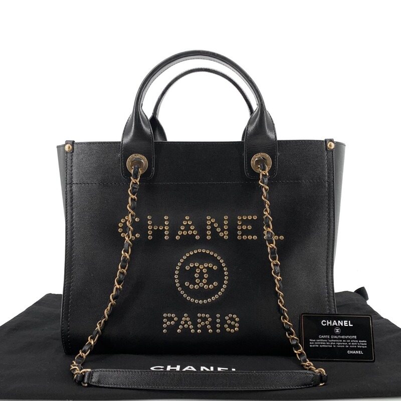  샤넬 캐비어 금장 도빌백 토트백 숄더백 - Chanel