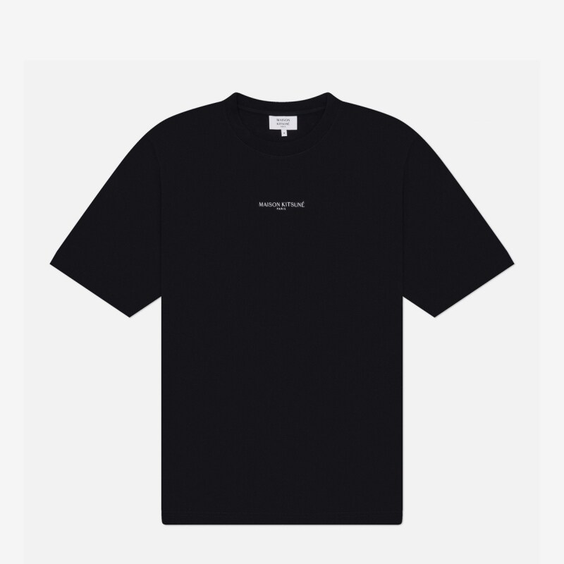 메종 키츠네 로고 자수 컴포트 티셔츠 QM00100KJ7025 P199 - Maison Kitsune