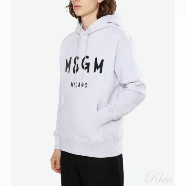 MSGM 브러쉬드 로고 후드 티셔츠 2000MM515 200004 94 - MSGM