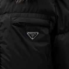 프라다 삼각로고 리나일론 여성 폭스퍼 롱 패딩 점퍼 썸네일 5