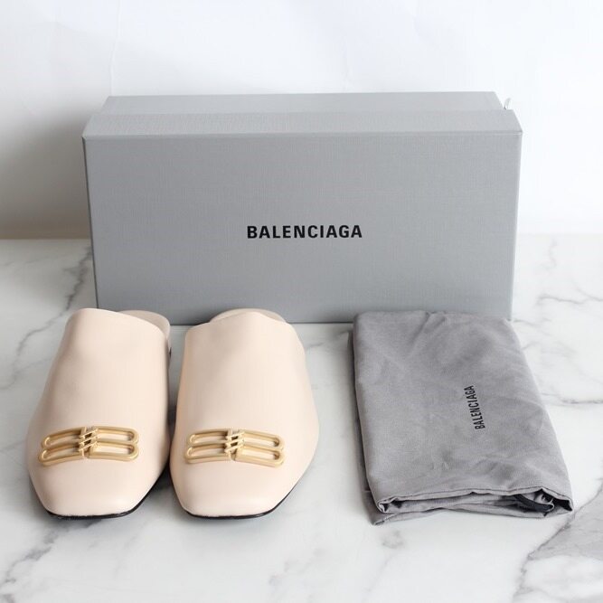 발렌시아가 BB 금장 레더 뮬 로퍼 39(255) - Balenciaga