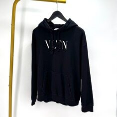 발렌티노 로고 후드 티셔츠 블랙 (UV3MF14F3TV) 썸네일 1