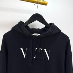 발렌티노 로고 후드 티셔츠 블랙 (UV3MF14F3TV) 썸네일 4