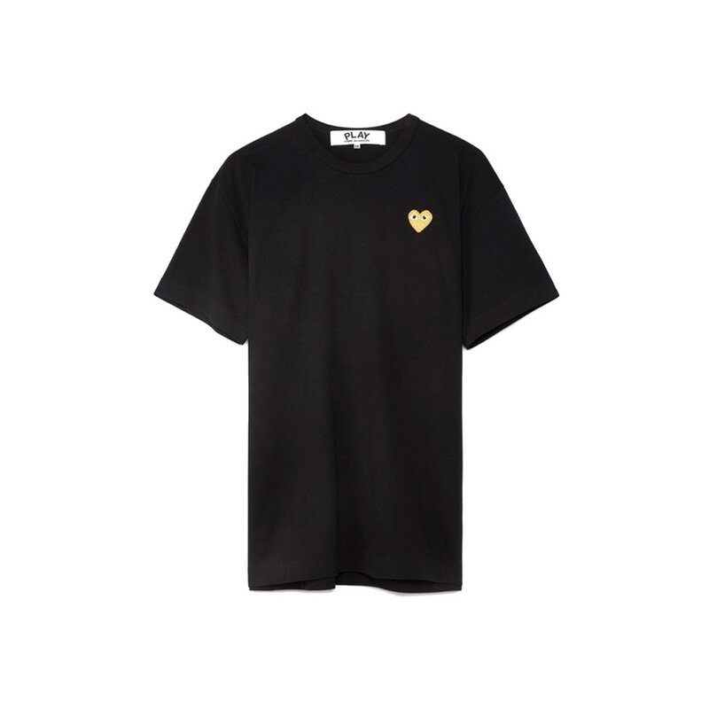 26SS 여성 골드 하트 와펜 패치 티셔츠 블랙 AX-T216-051-1 - Comme des Garcons