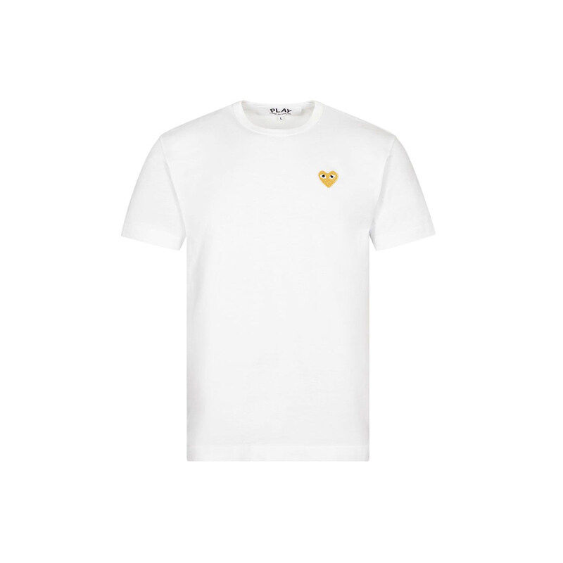 26SS 골드 하트 와펜 패치 티셔츠 화이트 AX-T216-051-4 - Comme des Garcons
