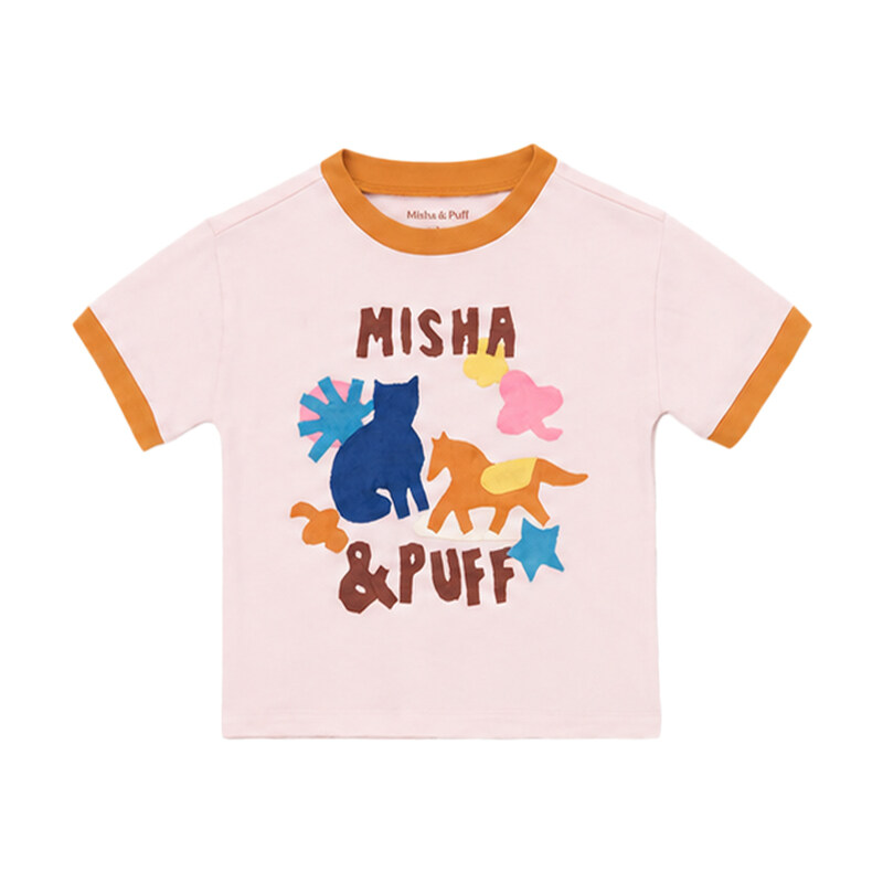 키즈 패스처 아플리케 반팔 티셔츠 아우라 K3187S26 A01 - MISHA & PUFF