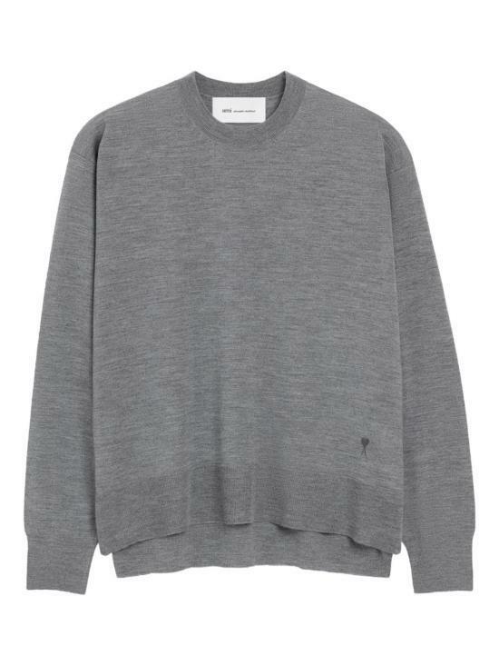 26SS 아미 씬 울 크루넥 아미 드 하트 스웨터 UKS856 KN0066 0516 CARBON DOM - Ami