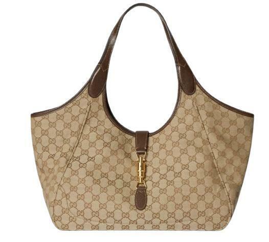 26SS 구찌 메르카토 GG 캔버스 미디엄 토트백 866645 FAFV2 9651 SAND DARK BROWN DOM - Gucci