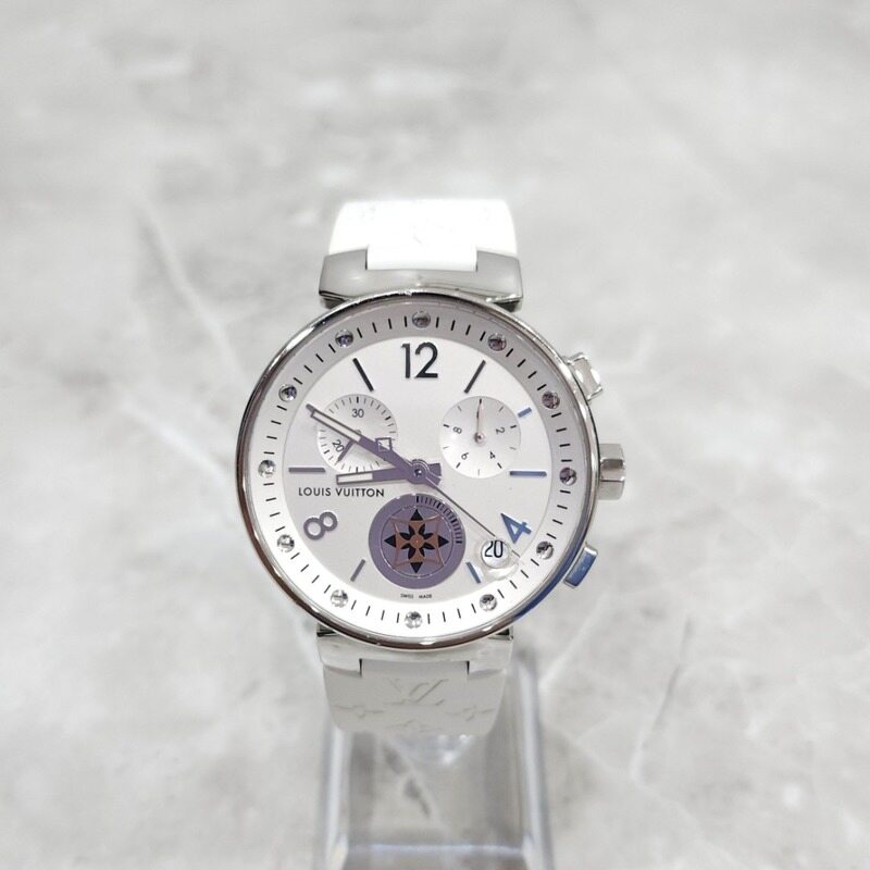 [럭스유] 루이비통 화이트 땅부르 쿼츠 시계 35mm Q8G00Z - Louis Vuitton