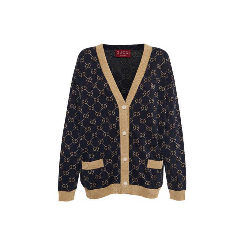 26SS GG 라메 자카드 가디건 블루/골드 529193 XKE5L 4921 - Gucci