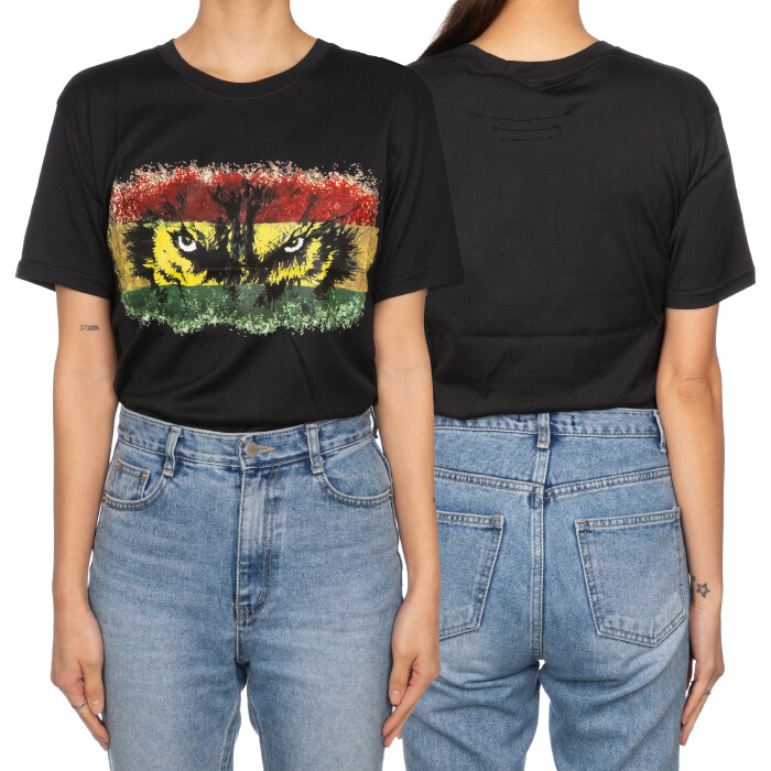 발망 몬스터 아이 프린팅 반팔 티셔츠 여성 블랙 S7H 8601 I028 176 - Balmain