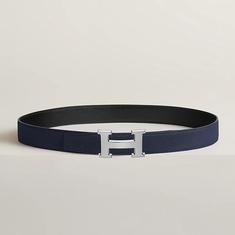 에르메스 H 버클 리버서블 양면 32mm 블랙 네이비 100 은장 무광 남성 가죽 벨트 H064544CB86 썸네일 1