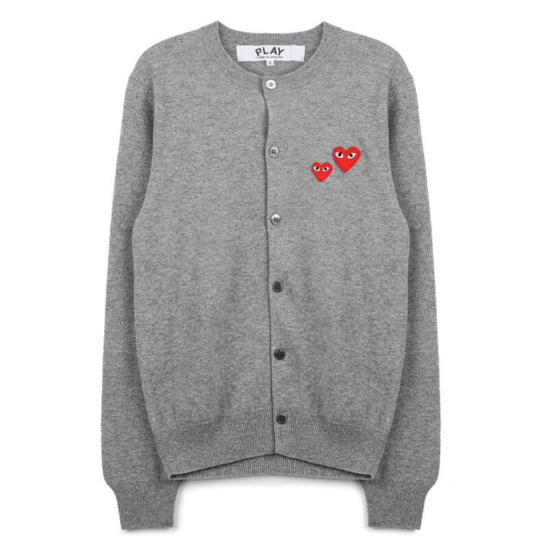 꼼데가르송플레이 더블 하트 와펜 공용 가디건 AX-N071-051-1 - Comme des Garcons