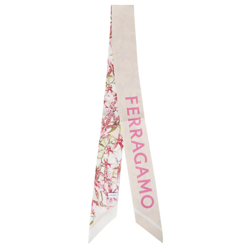 라프리마 페라가모 가이아 프린트 실크 스카프 32-1242-004 LIGHT BALLET PINK+IVORY 789922 - Salvatore Ferragamo