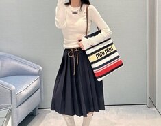 [비엔비명품관] MIU MIU 미우미우 여성 라피아 이펙트 우븐 토트백 숄더백 썸네일 3